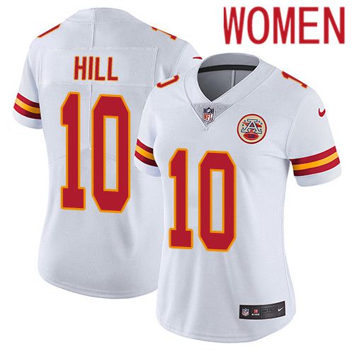 Women Kansas City Chiefs 10 Tyreek Hill Nike White Vapor Limited NFL Jersey